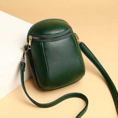 Dames Handtas Mobiele Telefoontas Crossbody Tas Mode Veelzijdig Mini Lederen Textuur Klein Pakket 14*7*19cm groen