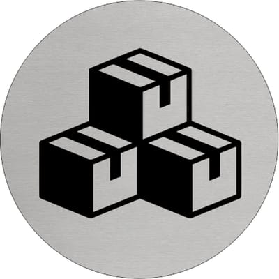 CombiCraft Aluminium deurbordje 'Magazijn' Ø75 mm met 3M-tape