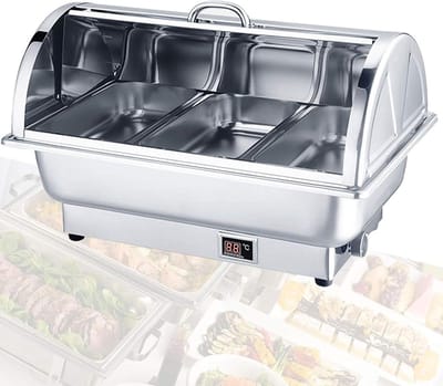 Elektrische Chafing Dish - Warmhoudbak Buffet - Feesten en Buffetten - Verstelbare Temperatuur - 9L Capaciteit - Zilverkleurig