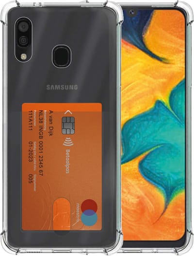 Smartphonica Telefoonhoesje Geschikt voor Samsung Galaxy A30 met Pasjeshouder Doorzichtig Siliconen - Transparant TPU Shockproof Backcover Case with Card Slot geschikt voor Samsung Galaxy A30