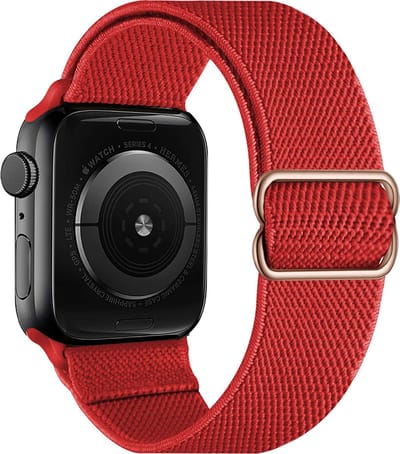 Horloge Band Geschikt voor Apple Watch 1-8 / SE (38/40/41 mm) Bandje Nylon Met Verstelbare Gesp - Rood