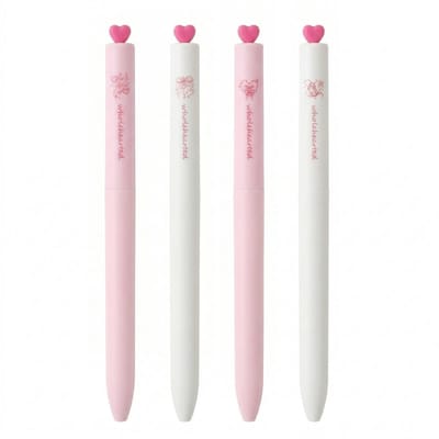Ainy Roze 3D Hartjes rollerbalpen set | 4 pennen voor etui , pennenzak of pennenbak | Zwarte inkt | Balpennen met fidget toy design | Kantoor en school accessoires | Gelpennen schrijfwarenset voor kinderen en volwassenen