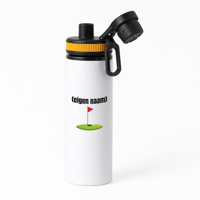 Hacebo® - golf hole vlag met eigen naam waterfles met draaidop oranje - Golf - golfers - leuk cadeau voor iemand die houd van golfen - cadeau - kado - water fles - 850ML