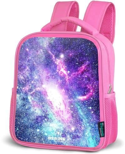 NoBoringSuitcases.com® - Rugzak roze - Schooltas meisjes - Kleurrijke sterrenstelsel - Kinder rugtas meisje - Boekentas kind - Kinderrugzak voor school - Schoolrugzak