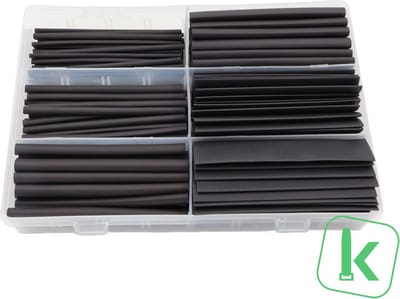 PRO-TIE® - Krimpkous assortimentsdoos Zwart - 90 mm lang - krimpverhouding 2:1 ( Box 205 stuks ) - PRO-TIE