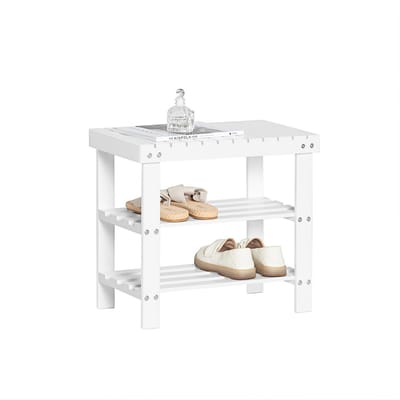 SoBuy FSR02-K-W Schoenenbank - Witte Opbergbank in Massief Hout