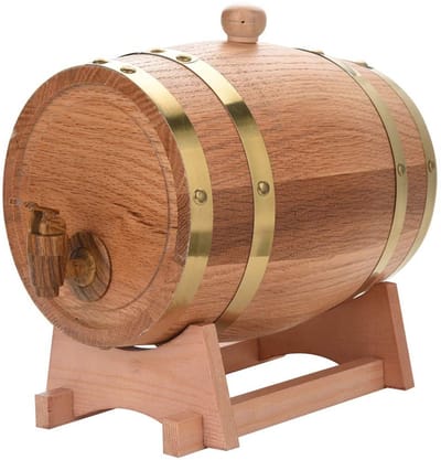 JHUBERS - 3L Eiken Verouderingsvat - Houten Standaard - Vintage Design - Whisky en Tequila - Perfect voor Barthema - Mini Whiskey Vat