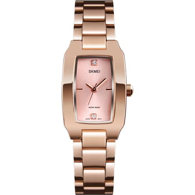 SKMEI Dames Quartz Horloge Roestvrijstalen Band Diamant Wijzerplaat Vrouwelijke Polsband Elegante Dameshorloges rosé gouden kleur