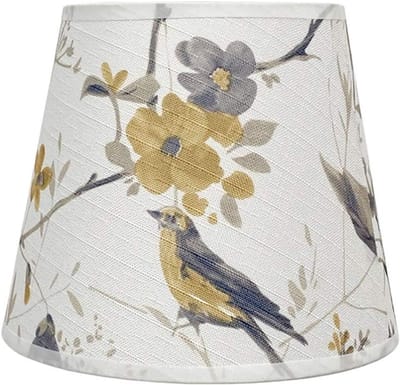 Lampenkap voor drumlamp van stof, 6 cm hoog en 25 cm breed, geschikt voor E27/E14 fitting, met vogelmotief