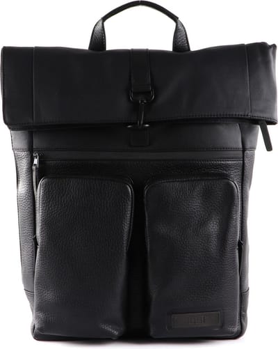 JOST Leren Vrije tijd rugzak Rugzak met laptopvak Stockholm Curier Backpack Black Zwart