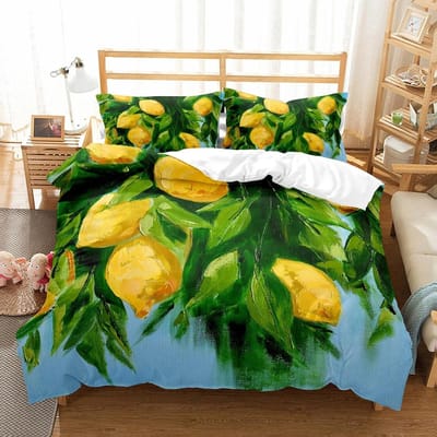 Citroen Dekbedovertrek Set Vers Fruit Patroon Dekbedovertrek Tweepersoons Eenpersoons Kingsize Voor Kinderen Tieners Volwassenen Beddengoed Set Dekbedovertrek 155x220cm