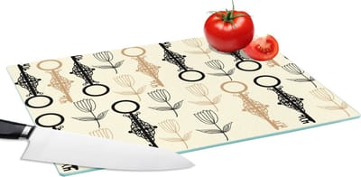 Glazen Snijplank - 39x28 - Sleutel - Goud - Bloemen - Patronen - Snijplanken Glas
