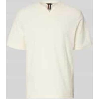 T-shirt met structuurpatroon en V-hals