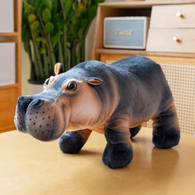 Levensechte Nijlpaard Pluche Speelgoed Gevuld Realistisch Nijlpaard Wilde Dieren Poppen Speelgoed voor Kinderen Kind Kerstcadeau Huisdecoratie Cadeau 30cm brown