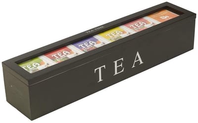 Dailygoody - Houten Thee-opbergdoos - Retro-stijl - Verfijnd ornament - Zwart - Theezakjes Opslag - Organiseer uw thee en suikerzakjes - Geschikt voor...