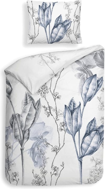 Heckett Lane Dekbedovertrek - White Bloemen Satijn - B 140 x L 200 cm/B 140 x L 220 cm - 1-persoons Omkeerbaar - REFS745-01-140 x 200-220 cm