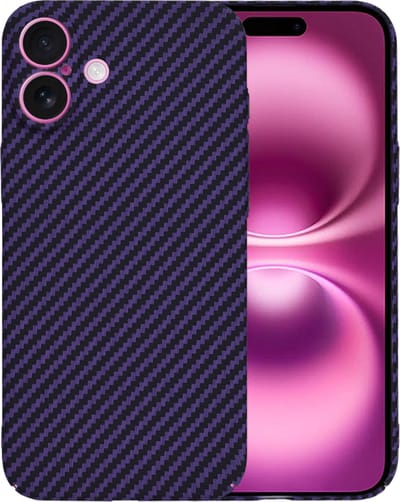 Hoesje geschikt voor Apple iPhone 16 Plus - Techsuit Carbonite FiberShell Carbon Back Cover - Paars