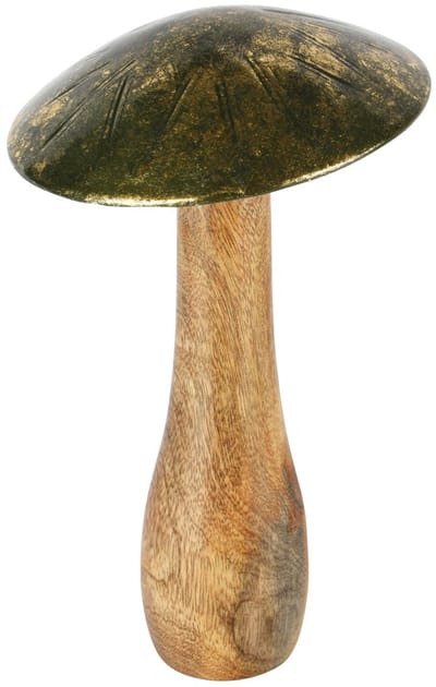 Dekoratief | Paddenstoel 'Green Smudge', hout, 14x14x25cm | A258201
