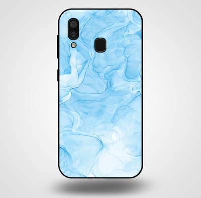 Smartphonica Telefoonhoesje voor Samsung Galaxy A30 met marmer opdruk - TPU backcover case marble design - Lichtblauw geschikt voor Samsung Galaxy A30