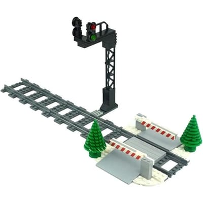 Bouwstenen Treinstation Perron Overkapping Seinlicht Gang Voetgangersbrug Scène Spoor Wegblokkade Paden Bakstenen Speelgoed