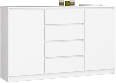 Ladekast K160 met 4 Lades en 2 Deuren / AKORD Furniture Factory / Wit / 160 x 99 x 40 cm