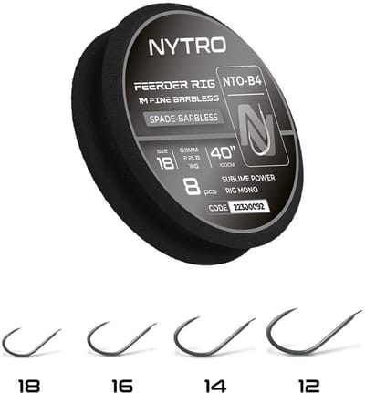 Nytro Ready Tied Rigs Feeder Rig Fine 1.00m Spade-Barbless (8 pcs) - Maat : Haak 12 - 0.15mm