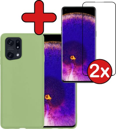 Hoesje - Met 2x Screenprotector - Geschikt voor OPPO Find X5 - Sterk & Shockproof - Telefoon Hoes - Back Cover - Siliconen Case - Telefoonhoes - Groen