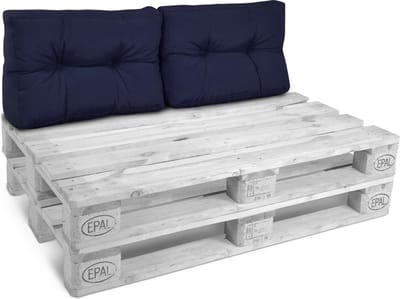 Beautissu Style – 2-delig Palletkussen Rugkissen Donker Blauw 60x40 cm voor Palletbank – Matraskussen Kwaliteit
