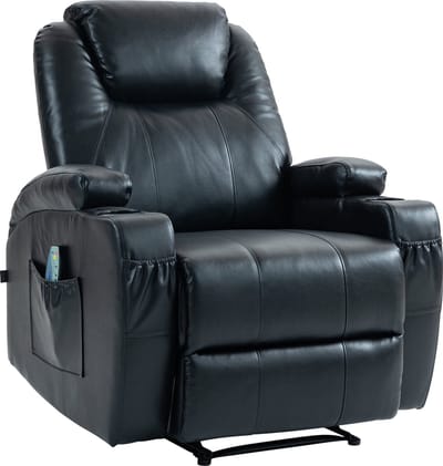 CLP Galena Relaxfauteuil - Verstelbaar - Met massagefunctie - Met voetensteun - zwart Kunstleer