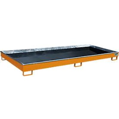 Bauer RW 3300-1 PE legbordstelling, met PE inzet, B 3262 x D 1312 x H 195 mm, tot 240 liter, gelakt staal, geel-oranje