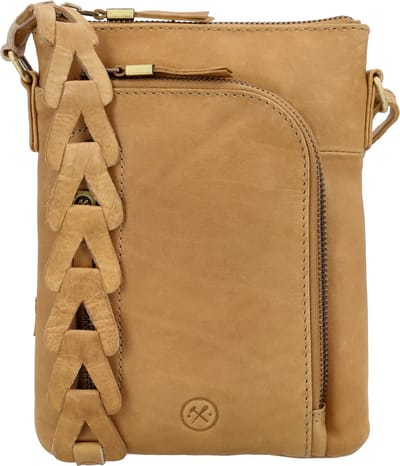 Hide & Stitches Daydreamer Crossbody Schoudertasje - Schoudertas - Trendy Hengsel - Telefoon Portemonnee Tasje - Leren Dames Tas - Zand