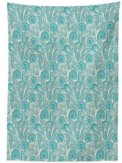ABAKUHAUS Tafelkleed 140x200 cm – Satijn, Teal-Beige, Machinewasbaar