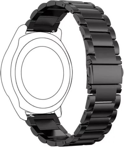 Stalen bandje - RVS - geschikt voor Garmin Venu (2 Plus) / Venu SQ (2) / Vivomove (Style - Sport) / Vivoactive 3 / 5 / 6 / Forerunner 55 / 165 / 245 / 645 / 570 - 42mm - zwart