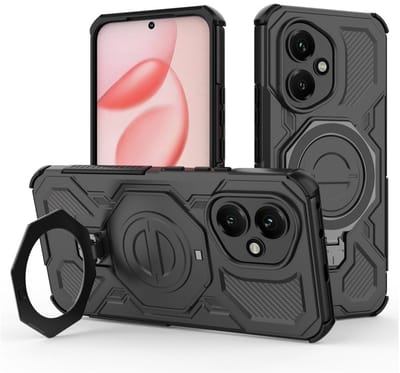 Hoesje geschikt voor Honor 400 | Compatibel met MagSafe / Qi2 | 360° Draaibare Magnetische Standaard | Back Cover Kickstand Ring | Zwart