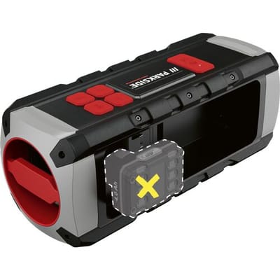 PARKSIDE PERFORMANCE® Bluetooth speaker 12 V of 20 V zonder accu en lader - Ideaal voor op de bouw - Bereik: min. 10 m - Beschermingsklasse: IP54 - Met indrukwekkend geluid en krachtige bas - Draadloos muziek streamen via Bluetooth - Bouwplaats