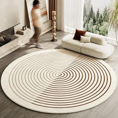 Decoratie Woonkamer in Japanse Stijl Gestreept Tapijt Huis Rond Anti-slip Mat Dik Wasbaar Loungekleed Eenvoudige Kleden voor Slaapkamer 120*120cm