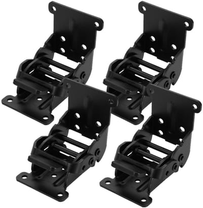 TOVBMUP 0-90-180 graden vouwscharnier - Opvouwbaar slot - Opvouwbare tafelaccessoire - Opvouwbare tafelverlengplaatbeugel - Geschikt voor tafels en meubels - Met schroeven - Zwart - 4 stuks