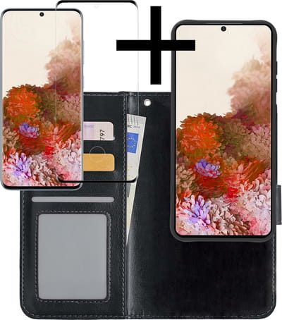 Hoesje - 2 in 1 - Geschikt voor Samsung Galaxy S20 - Met Screenprotector - En Uitneembare Hard Cover - Bookcase - Wallet Case - Met Pasjeshouder - Book Case - Uitneembaar - Pashouder - Kunstleer - Zwart