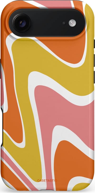 Casetastic hoesje geschikt voor Apple iPhone Air - MagSafe - Dubbellaagse bescherming - Retro rave - Fashion Case - Goud Terracotta Koraal Wit