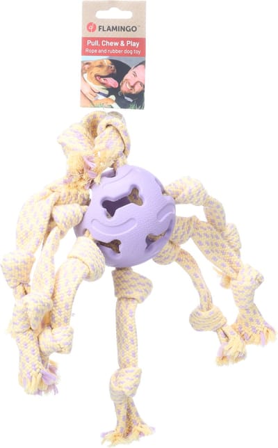 FLAMINGO - HS JOANIE OCTOPUS GEKNOOPT MET RUBBER BAL PAARS/GEEL 38x38x10CM