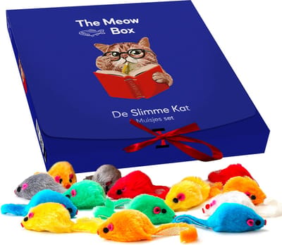Allerion Kattenspeelgoed Muizen Set – Katten Speeltjes Intelligentie – 36-delig – Zachte Felgekleurde Muisjes – In Cadeauverpakking