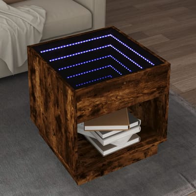 vidaXL Salontafel met Infinity LED 50x50x50 cm gerookt eikenkleurig