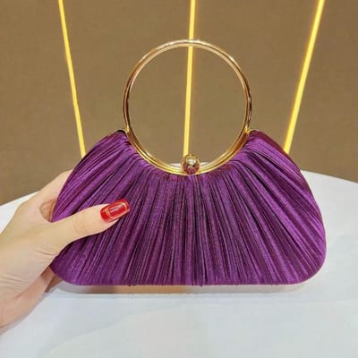 Sac à main pour femme Sac de soirée plissé Sac pour robe de soirée Sac de soirée purple multicolore