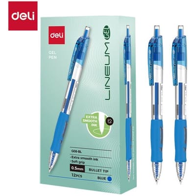 Deli gelstiften 0,5 mm, schrijfwaren voor kantoor, blauw, 12 stuks