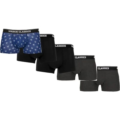 Urban Classics - 5-Pack anchor Boxershorts set - S - Zwart/Grijs