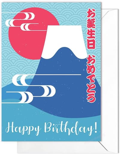 Kawaii Verjaardagskaart met Enveloppe - Schattige Japanse Stijl Fuji Berg Design