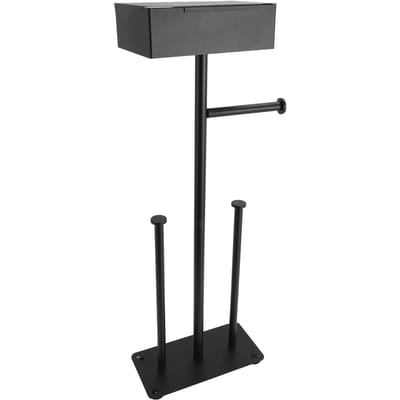 Porte-papier toilette autoportant Support Acier Inoxydable Ventouses Antidérapantes Papier Toilette Debout black