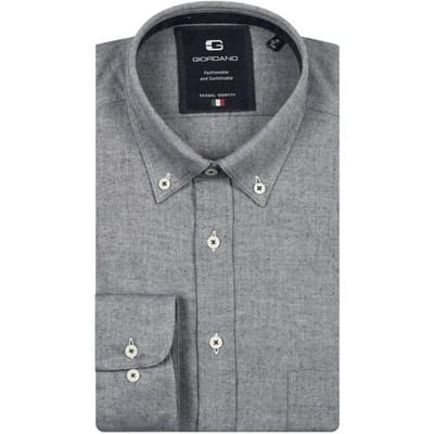 Giordano Overhemd Brando Faux-Uni Flanel Twill Wooltouch Mélange Sky Blue / male