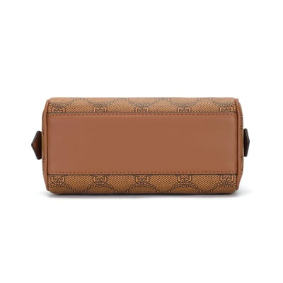 MCM Ella Lauretos Aw24 Monogram Gecoat Canvas Boston Bag Crossbody Tote Mini Dames tassen Cognac MWBESEA09CO001 Basic Set (Bag+Dust Bag) gray