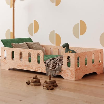 Kinderbed - Vloerbed - Zelfstandig slapen - FSC-gecertificeerd hout - 90x190 cm - Naturel